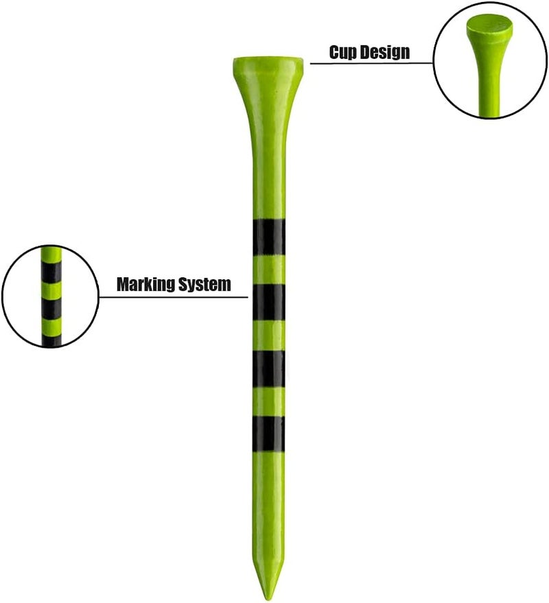 MAZEL Natural Wood/Bamboo Golf Tees 2 3/4 Inch & 3 1/4 Inch,Pack 50 or 120,Reduce Friction & Side Spin,More Stable Golf Tees - Image 5
